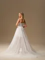 A-line Sweetheart Appliques Lace Sweep Train Tulle Wedding Dress