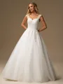 Ball-Gown Sweetheart Appliques Lace Floor-Length Tulle Wedding Dress