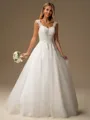 Ball-Gown Sweetheart Appliques Lace Floor-Length Tulle Wedding Dress
