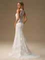 Sheath Scoop Sweep Train Lace Wedding Dress