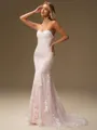 Sheath Sweetheart Sweep Train Lace Wedding Dress