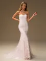 Sheath Sweetheart Sweep Train Lace Wedding Dress