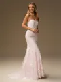 Sheath Sweetheart Sweep Train Lace Wedding Dress