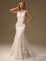Sheath Scoop Appliques Lace Court Train Tulle Wedding Dress