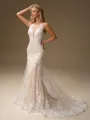 Sheath Scoop Appliques Lace Court Train Tulle Wedding Dress