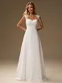 A-line Sweetheart Appliques Lace Floor-Length Chiffon Wedding Dress