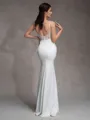 Sheath Spaghetti Straps Pleated Court Train Charmeuse Corset Wedding Dress
