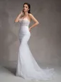 Sheath Spaghetti Straps Court Train Corset Wedding Dress