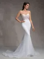 Sheath Spaghetti Straps Court Train Corset Wedding Dress