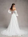 A-line Sweetheart Long Sleeves Appliques Lace Court Train Chiffon Corset Convertible Wedding Dress