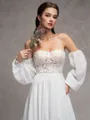 A-line Sweetheart Long Sleeves Appliques Lace Court Train Chiffon Corset Convertible Wedding Dress
