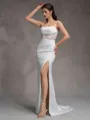 Sheath Spaghetti Straps Appliques Lace Sweep Train Charmeuse Corset Wedding Dress