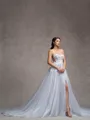 A-line Sweetheart Appliques Lace Cathedral Train Tulle Corset Wedding Dress