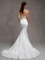 Mermaid Spaghetti Straps Appliques Lace Chapel Train Satin Corset Wedding Dress