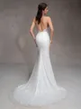 Sheath V-neck Beading Court Train Wedding Dress