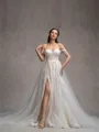 A-line Off-the-Shoulder Appliques Lace Chapel Train Tulle Wedding Dress