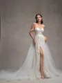A-line Off-the-Shoulder Appliques Lace Chapel Train Tulle Wedding Dress