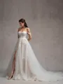 A-line Off-the-Shoulder Appliques Lace Chapel Train Tulle Wedding Dress