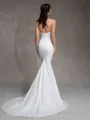 Sheath Straight Pleated Court Train Stretch Crepe Wedding Dress