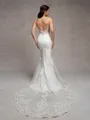 Sheath V-neck Appliques Lace Cathedral Train Stretch Crepe Wedding Dress