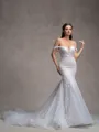 Mermaid Off-the-Shoulder Appliques Lace Cathedral Train Tulle Corset Wedding Dress