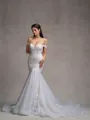 Mermaid Off-the-Shoulder Appliques Lace Cathedral Train Tulle Corset Wedding Dress