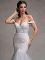 Mermaid Off-the-Shoulder Appliques Lace Cathedral Train Tulle Corset Wedding Dress