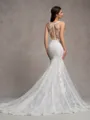 Sheath/Column Lace Scoop Sleeveless Court Train Wedding Dresses