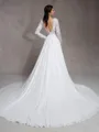A-Line/Princess Chiffon Lace Scoop Long Sleeves Court Train Wedding Dresses