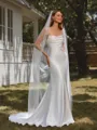 Sheath Spaghetti Straps Sweep Train Stretch Crepe Wedding Dress