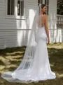 Sheath V-neck Court Train Stretch Crepe Wedding Dress