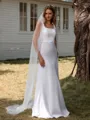 Sheath Square Floor-Length Stretch Crepe Wedding Dress