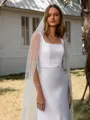 Sheath Square Floor-Length Stretch Crepe Wedding Dress