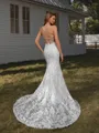 Sheath V-neck Appliques Lace Court Train Lace Wedding Dress