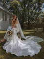 Sheath Spaghetti Straps Court Train Wedding Dress
