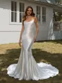 Sheath Spaghetti Straps Court Train Wedding Dress