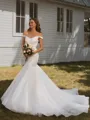 Mermaid V-neck Chapel Train Organza  Wedding Dress