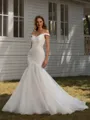 Mermaid V-neck Chapel Train Organza  Wedding Dress