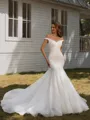 Mermaid V-neck Chapel Train Organza  Wedding Dress