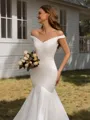 Mermaid V-neck Chapel Train Organza  Wedding Dress