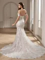 Sheath Off-the-Shoulder Appliques Lace Chapel Train Lace Wedding Dress