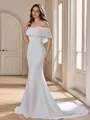 Sheath Off-the-Shoulder Cathedral Train Stretch Crepe Wedding Dress