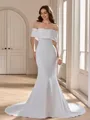 Sheath Off-the-Shoulder Cathedral Train Stretch Crepe Wedding Dress