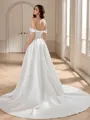A-line Off-the-Shoulder Court Train Satin Wedding Dress