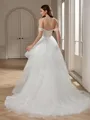 Ball-Gown Off-the-Shoulder Cascading Ruffles Court Train Tulle Corset Wedding Dress