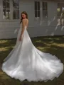 A-line Spaghetti Straps Chapel Train Organza Wedding Dress