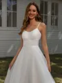 A-line Spaghetti Straps Chapel Train Organza Wedding Dress