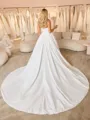 Ball-Gown Straight Cathedral Train Satin Corset Wedding Dress