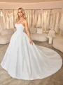 Ball-Gown Straight Cathedral Train Satin Corset Wedding Dress