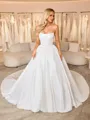 Ball-Gown Straight Cathedral Train Satin Corset Wedding Dress